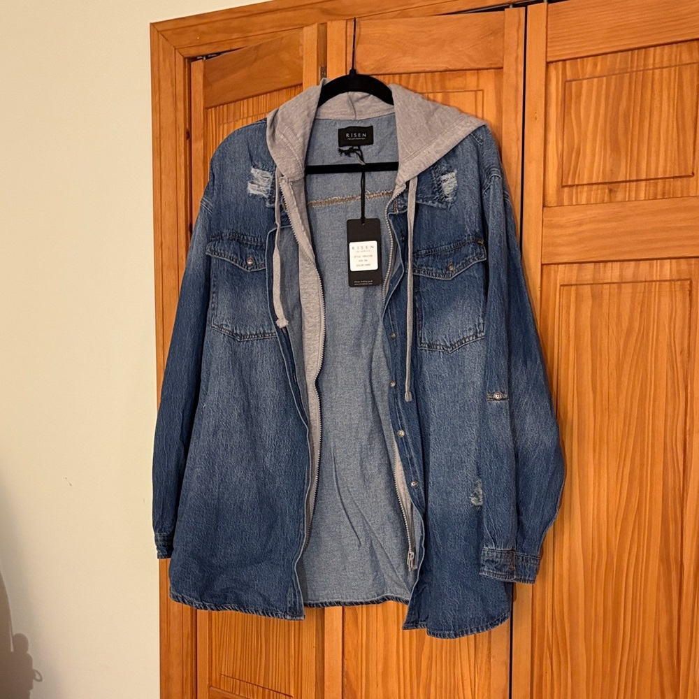 Risen denim hooded shirt